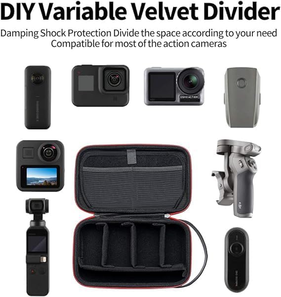 TELESIN Carry Case Waterproof Hard Carrying Bag for GoPro Max Hero 13 12 11 10 9 Insta360 X5/X4/X3 Ace Pro 2 Go Ultra DJI Osmo Action 6/5pro/4/Pocket 3/Nano EDC Tech Pouch Camera Accessories