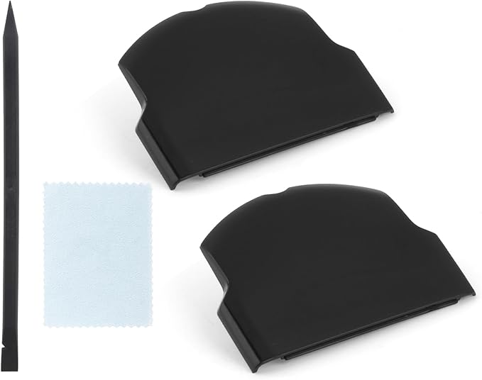 2PCS Battery Back Door Cover Case for Sony PSP 2000 2001 3000 3001 Fat Back Cover Replacement Rear Battery Cover Housing Door Accessories Parts with Repair Tools(Black)