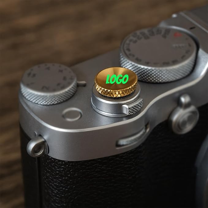 Custom Metal Soft Shutter Release Button with Personalized Logo, Text or Image, Compatible with Fujifilm Threaded Models, 2-Pack (Dark Gray)