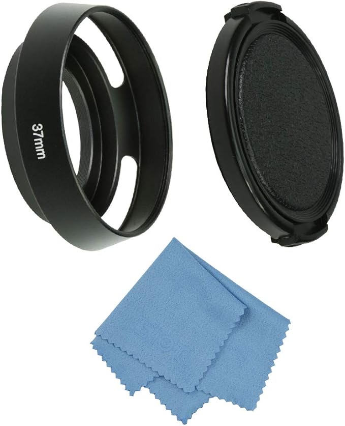 SIOTI 37mm Lens Hood, Oxidation Matte Anti Reflective Treatment, Aluminum Alloy, with 1 * 52mm Lens Cap, Compatible with Sony/Canon/Nikon/Fuji etc >40mm Camera Lens