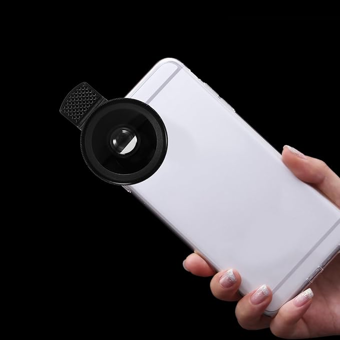 POPETPOP Universal Clip-on Phone Lens Kit Wide Angle Macro Lens for Smartphone Photography Portable Lightweight Black for Travel and Vlogging