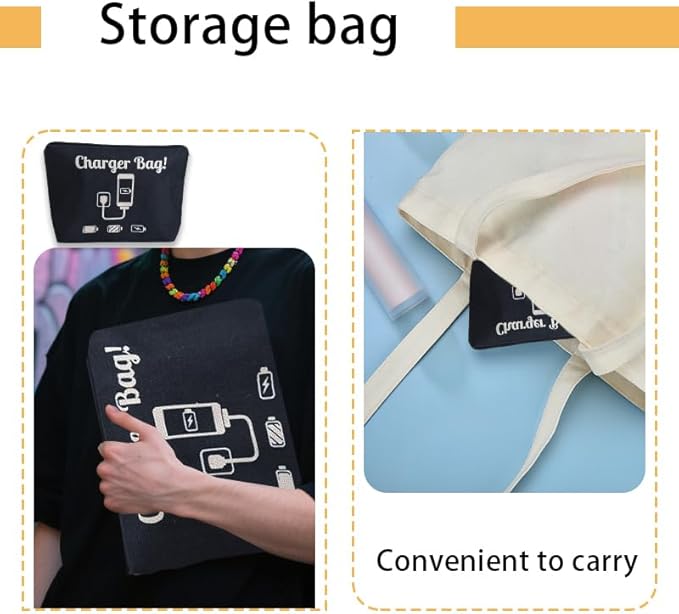 ShiQiao Spl Chargers Organiser Bag Black Charging Cables Travel Toiletry Pouch Electronic Charger Organiser Makeup Bag with Zipper Birthday Gifts for Mum Dad Charger Makeup Cosmetic Bags pouches