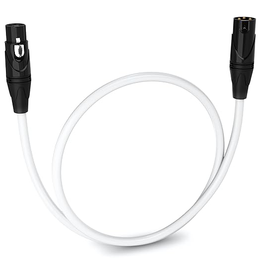 LyxPro 1.5 Feet XLR Microphone Cable Balanced Male to Female 3 Pin Mic Cord for Powered Speakers Audio Interface Professional Pro Audio Performance and Recording Devices - White