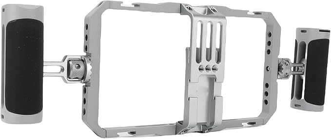 Smartphone Video Rig, Adjustable Universal Phone Cage Design with Dual Silicone Handle Grip, Lightweight Aluminum Alloy Construction for Filmmaking and Vlogging
