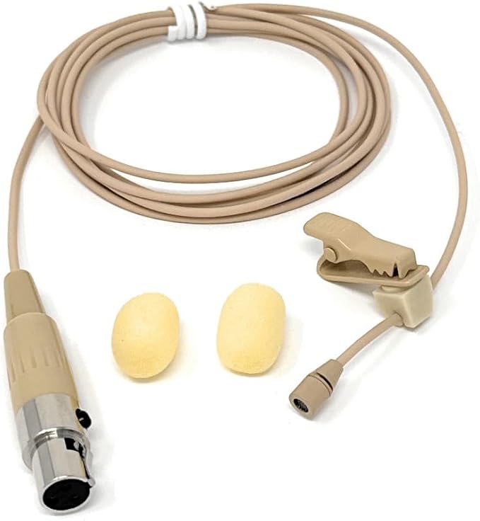 J&P Beige Lavalier Lapel Mic w/ 3-pin mini XLR for GTD Audio G-787, G-733, G-622