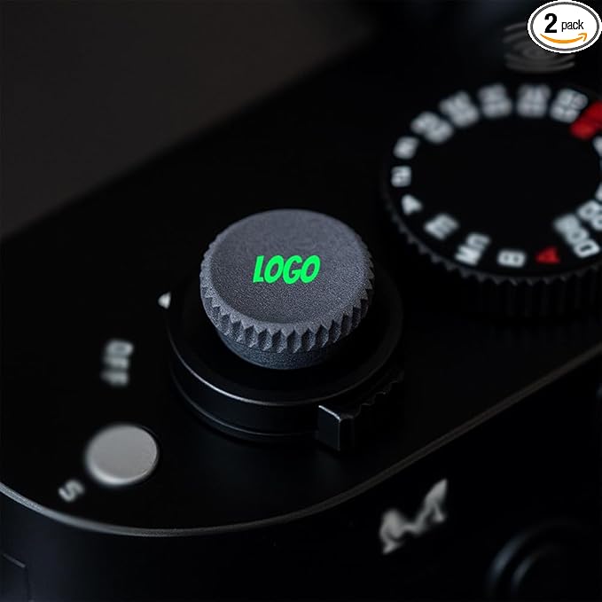 Custom Metal Soft Shutter Release Button with Personalized Logo, Text or Image, Compatible with Fujifilm Threaded Models, 2-Pack (Dark Gray)