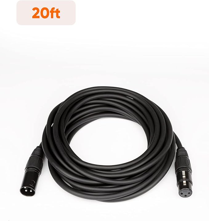 CableCreation XLR Cable, 20FT XLR Male to Female 3PIN Balanced Professional Microphone Cable for Recording Applications,Mixers,Speaker Systems and Other XLR Audio Equipment, Black