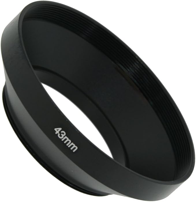 SIOTI 43mm Lens Hood, Oxidation Matte Anti Reflective Treatment, Aluminum Alloy, with 1 * 58mm Lens Cap, Compatible with Sony/Canon/Nikon/Fuji etc >16mm Camera Lens