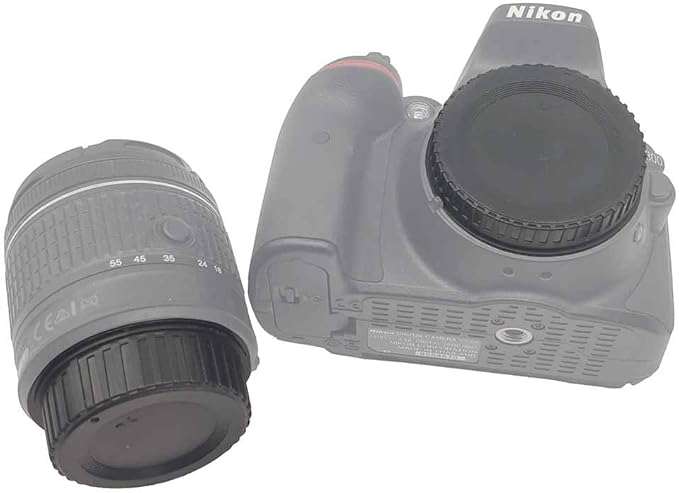 Front Body Cap and Rear Lens Cap Cover for Nikon D7500 D7200 D7100 D7000 D5600 D5300 D5200 D5100 D3500 D3400 D3300 D3200 D3100 D850 D810 D800 D750 D600 D90 D80 More Nikon F Mount DSLR and Lens