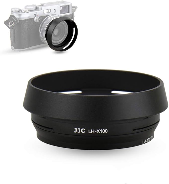 JJC LH-X100 Metal Lens Hood Sun Shade with 49mm Filter Adapter Ring for Fuji Fujifilm X100VI X100V X100F X100T X100S X100 Digital Camera(Not Fits Fujifilm Original Lens Cap), Black Color