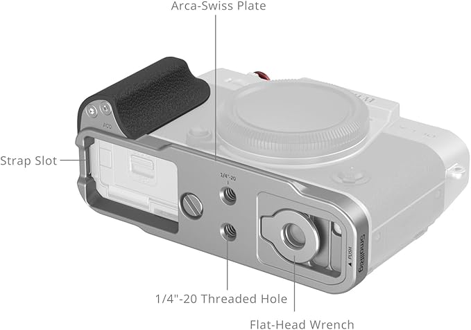 SMALLRIG X-T30 III/X-T30 II/X-T30 L-Shape Grip for FUJIFILM Camera, Built-in Quick Release Plate for Arca, 1/4"-20 Holes, Lightweight Ergonomic Silicone Handgrip,Shutter Button (Silver) - 5664