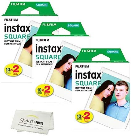 Fujifilm Instax Square Instant Film - 60 Exposures + Quality Photo Microfiber Cloth