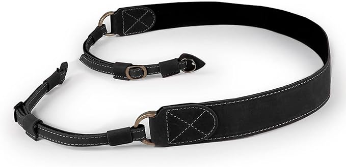 MegaGear SLR, DSLR Sierra Series Genuine Leather Camera Shoulder or Neck Strap, Black