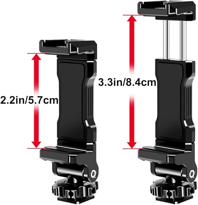 Phone Clamp Tripod Mount Adapter, Metal Phone Holder with Cold Shoe,Compatible with iPhone Sumsung Lg BlackBerry etc,Fits for Tripod Monopod Phone Cage Camera Cage