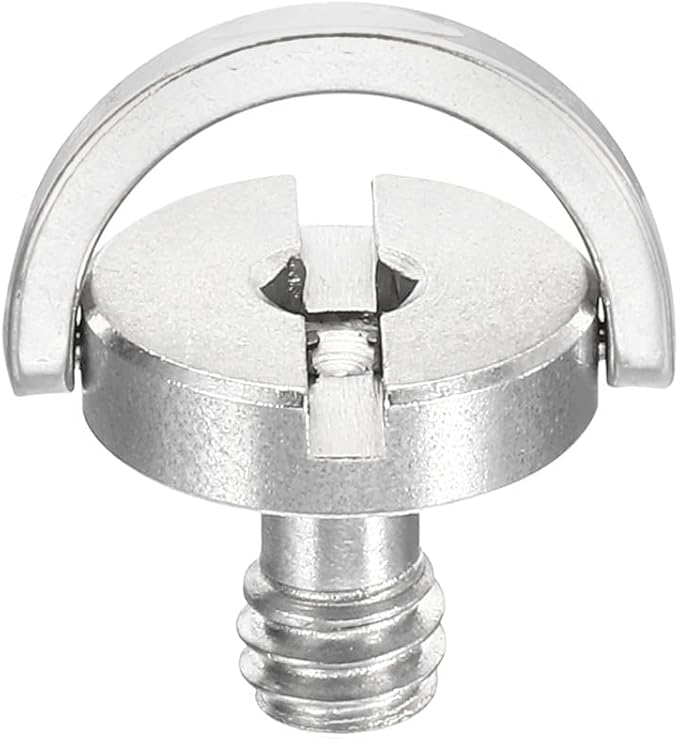 PATIKIL 1/4-20 Thread 14mm Length D-Ring Stainless Steel Camera Fixing Screw, D Shaft Quick Release Plate Screw for Camera Tripod/Monopod, Silver