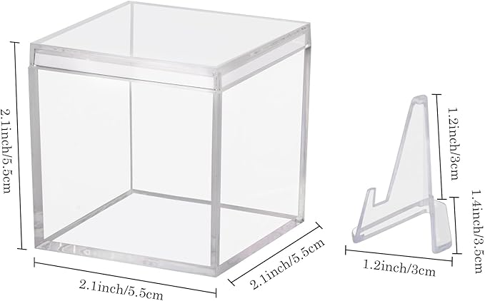 Clear Acrylic Championship Ring Display Case, Memorabilia Stand Cube Holder Dust Protection Transparent Storage Box for Sports Baseball Basketball Fan Souvenir Protection Supplies (2.1 x 2.1 x 2.1)
