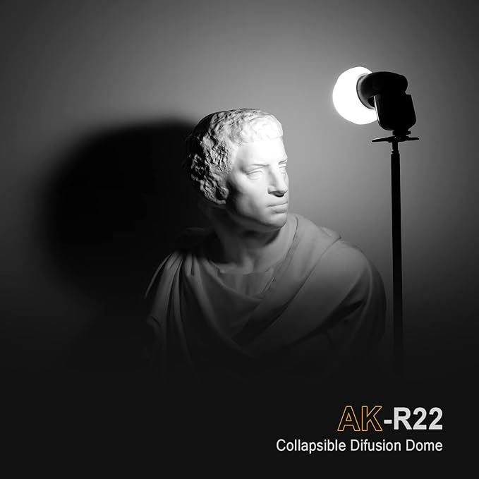 Godox AK-R22 Diffusion Dome, Collapsible Flash Diffuser Suitable for Godox V1 V1Pro V100 Series Round Head Flash, Godox AD100Pro Godox AD200Pro(with H200R) Pocket Flash