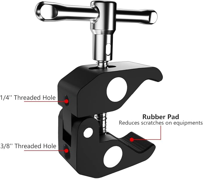 11 Inch Adjustable Articulating Friction Magic Arm & Super Clamp Set Compatible with Field Monitor, Video Light, Fill Light