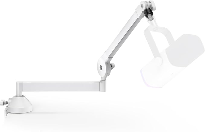 InnoGear Low Profile Mic Arm, 360° Rotatable Microphone Boom Arm Mic Stand for Fifine AM8 K669B Blue Yeti HyperX QuadCast SoloCast AT2020, with Mic Clip 3/8" to 5/8", 3/8" to 1/4" Adapter, White