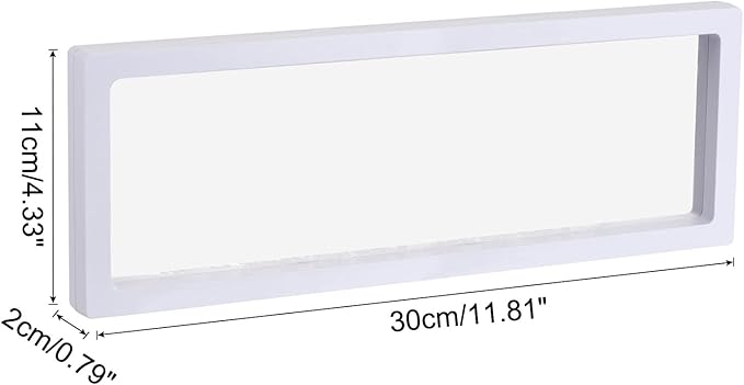 MECCANIXITY Floating Frame Display Holder Stand 3D Jewelry Display Box 11.81 x 4.33 x 0.79 inch White for Ring Necklace Bracelet Earring Pack of 2