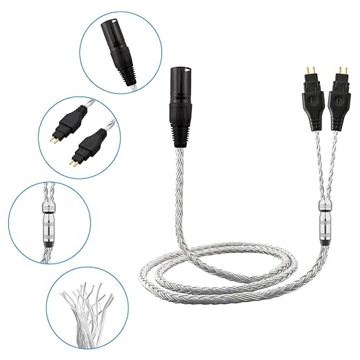 Replacement Cable for SENNHEISER Headphones HD650 HD600 HD580 HD535 HD545 HD565 HD265 with 4pin XLR (1.2m, 4pin Male)