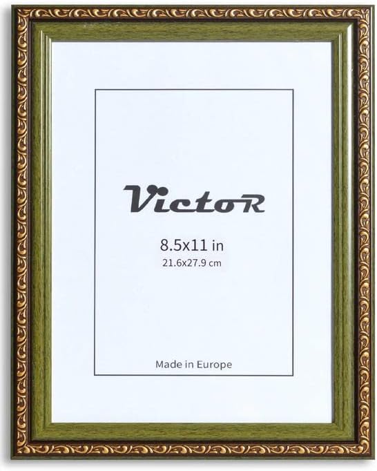 VictoR Picture Frame Chagall 8,5x11 Brown Green - Vintage Picture Frames with Shutterproof Acrylic Glass - 8,5 x 11 Photo Frame - Brown Picture Frames - Antique - only for hanging