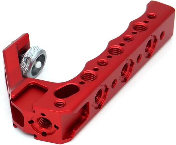 SZYingXian 3/8“ Fixed Screw Camera Top Handle for ARRI Grip for Camera Cage, Universal Video Rig with Cold Shoe Adapters for DSLR Camera with Microphone/LED Light/Monitor (Red)