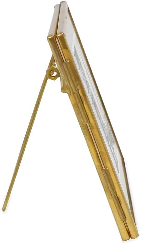 Isaac Jacobs 4x6, Antique Gold, Vintage Style Brass and Glass, Metal Floating Picture Frame (Horizontal) with Locket Closure, for Photos, Art, More, Tabletop Display (4x6 Antique Gold)