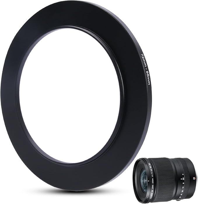 Metal Step Up Ring Filter Adapter - 72mm to 95mm - Metal Ring Step Up Rings Adapter Filter Compatible with All 95mm UV, CPL, ND, Lens Hood, Threaded Lens ect
