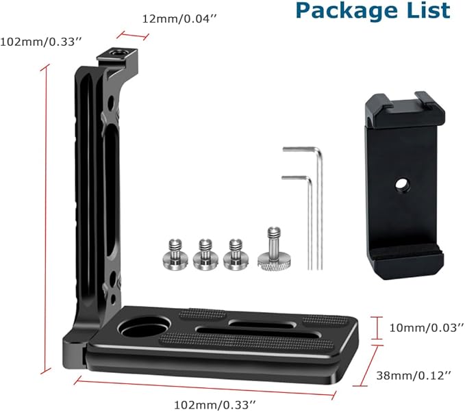 Camera L Bracket with Phone Mount Adapter,L Plate with NATO Handle Rail Phone Rail 38mm Arca Style for Nikon Canon Sony Camera Live/Vlog Accessories