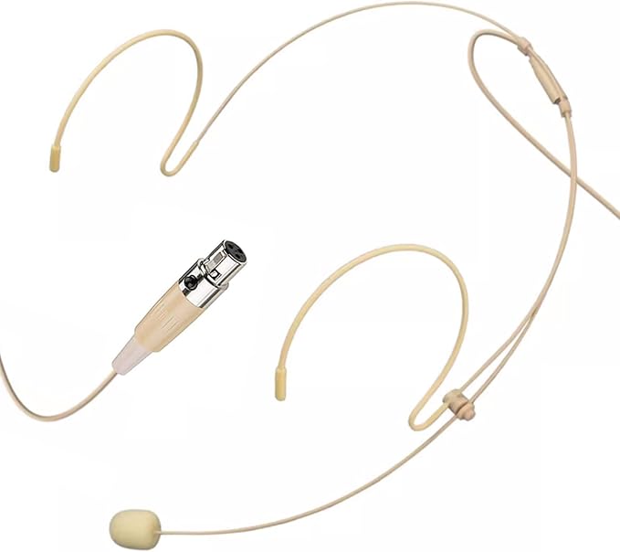 Headset Microphone Headworn Double Over Ear Earset Hanging Condenser Omnidirectional Mic Compatible with AKG Wireless Bodypack Transmitter System with Mini XLR 3 Pin TA3F Plug