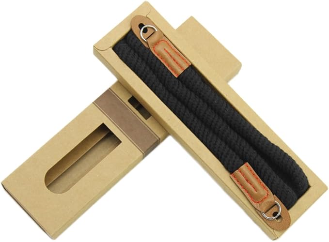 MINI GAGA Vintage Handmade Cotton Leather Rope Camera Neck Strap for Micro Single and DSLR Camera Long Black