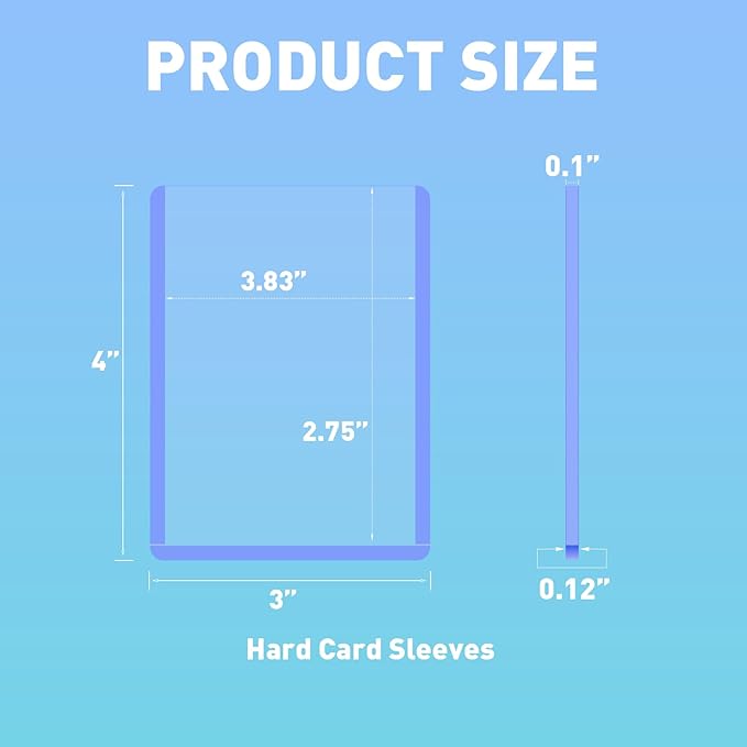 100ct Card Sleeves Hard Plastic - 100pt 3"x4" Trading Card Protector, Premium Card Sleeves, Clear Open-Top Card Sleeve Fits Thick Cards Such as Baseball, Soccer, Basketball, Hockey, Game Cards
