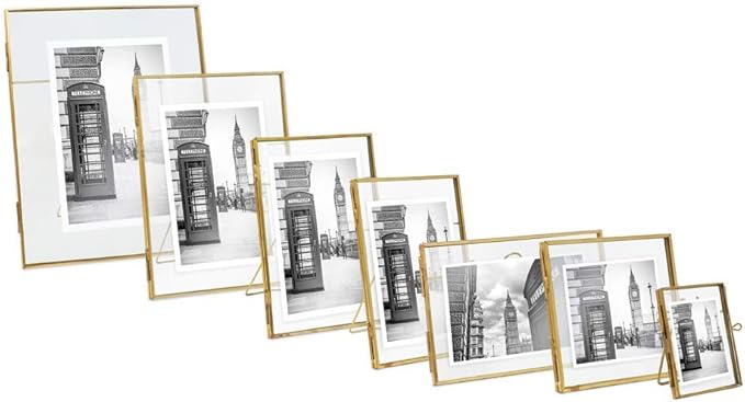 Isaac Jacobs 4x6, Antique Gold, Vintage Style Brass and Glass, Metal Floating Picture Frame (Vertical) with Locket Closure, for Photos, Art, & More, Tabletop Display (4x6 Antique Gold)