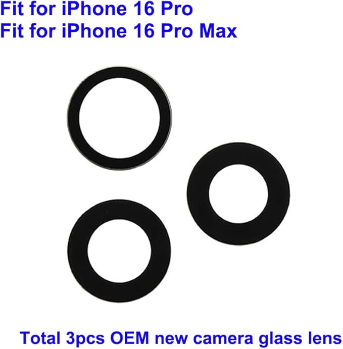 3pcs OEM Rear Camera Glass Lens Replacement for iPhone 16 Pro 6.3 Inches and for iPhone 16 Pro Max 6.9 Inches Adhesive Preinstalled with Repair Tools Set (for 16 Pro / 16 Pro Max)