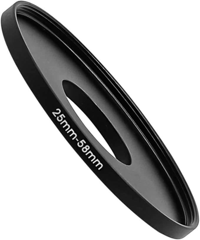 25mm to 58mm Step Up Ring, Screw-in Adapter Ring for 25mm Lens Install 58mm Filter or Camera Accessories