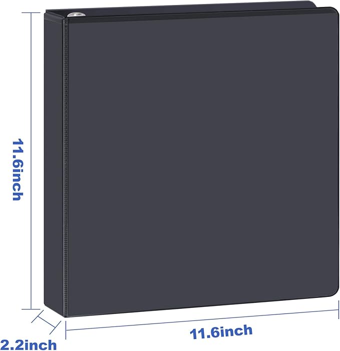 Comix Sturdy 1.5 Inch D-Ring Binders, 1.5'' 3 Ring Binder with Clear View Cover, 2.4mm-Thick, 1-1/2 Inch Rings Holds 350 Sheets of 8.5" x 11" Paper, 6 Packs (Black)