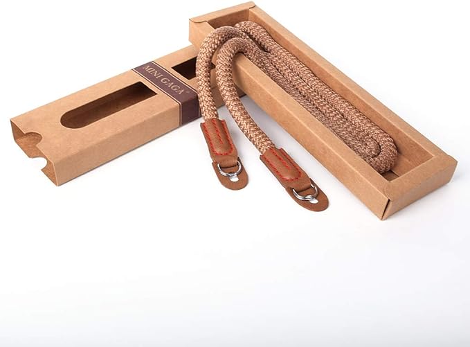 MINI GAGA DOROM Vintage Handmade Cotton Leather Rope Camera Neck Strap for Micro Single and DSLR Camera Coffee Long