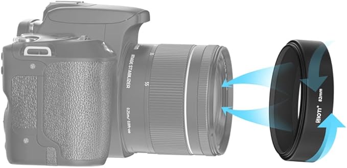 SIOTI 82mm Lens Hood, Oxidation Matte Anti Reflective Treatment, Aluminum Alloy, with 1 * 86mm Lens Cap, Compatible with Sony/Canon/Nikon/Fuji etc >50mm Camera Lens