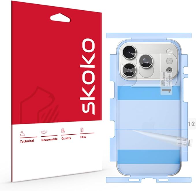 skoko Invisible Camera Lens & Full Back Body Skin for iPhone 17 Pro Max | Matte & Ultra-Thin TPU Protector
