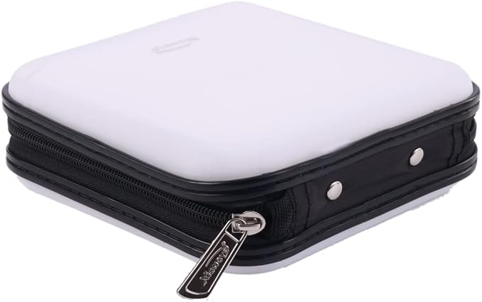 CD DVD Wallet, 32 Capacity Heavy Duty, DVD CD Case Holder for Car,Portable DVD/VCD Storage Disk, Hard Shell Sturdy case, Car CD Disk Holder,Booklet, Blu-ray Wallet (32 Capacity,White)