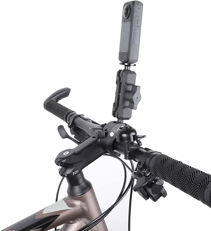 PellKing Camera Motorcycle Mount for Insta360 X5/X4/X3/X2,Double Super Clamp Mount Umbrella clamp Holder for Monitor Bracket Magic Socket Arm with 1/4 Thread for Moto Bike Bicycle Handlebar