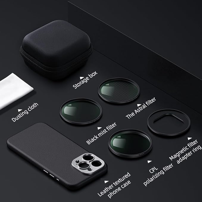Andoer 67mm Phone Lens Filter Kit Including CPL Filter + Astral Filter + Black Mist Filter + 67mm Magnetic Adapter Ring + Phone Case Replacement for iPhone 15 Pro