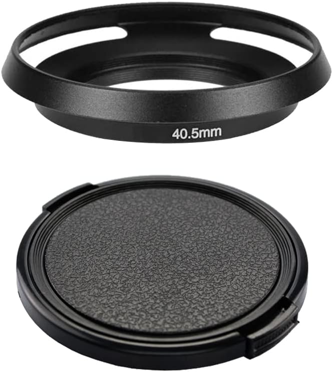 40.5mm Metal Lens Hood & Lens Cap Compatible for Sony A6600 A6400 kit E-Mount 16-50mm Lens, for Nikkor 10-30mm Lens (1+1 Pack)