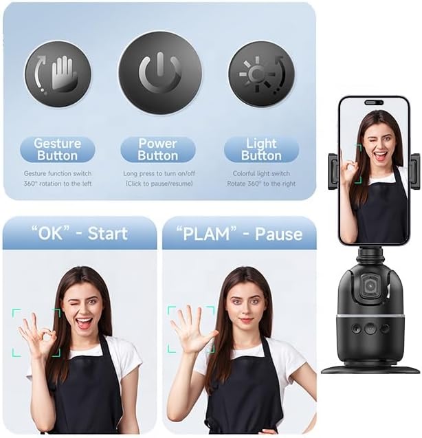 P03 Mobile Phone, Handheld Camera Mount, Smart 360-degree Automatic Rotation AI Face Tracking and Recognition Live Shooting 4 in 1 Foldable Selfie Stick Tripod Anti Shake Smartphone Mobile Gimbal
