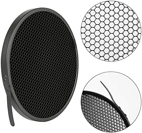 Soonpho 7" Standard Reflector Diffuser Lamp Shade Dish with 10° /30°/ 50° Degree Honeycomb Grid White Soft Cloth for Bowens Mount Studio Strobe Flash Light Speedlite