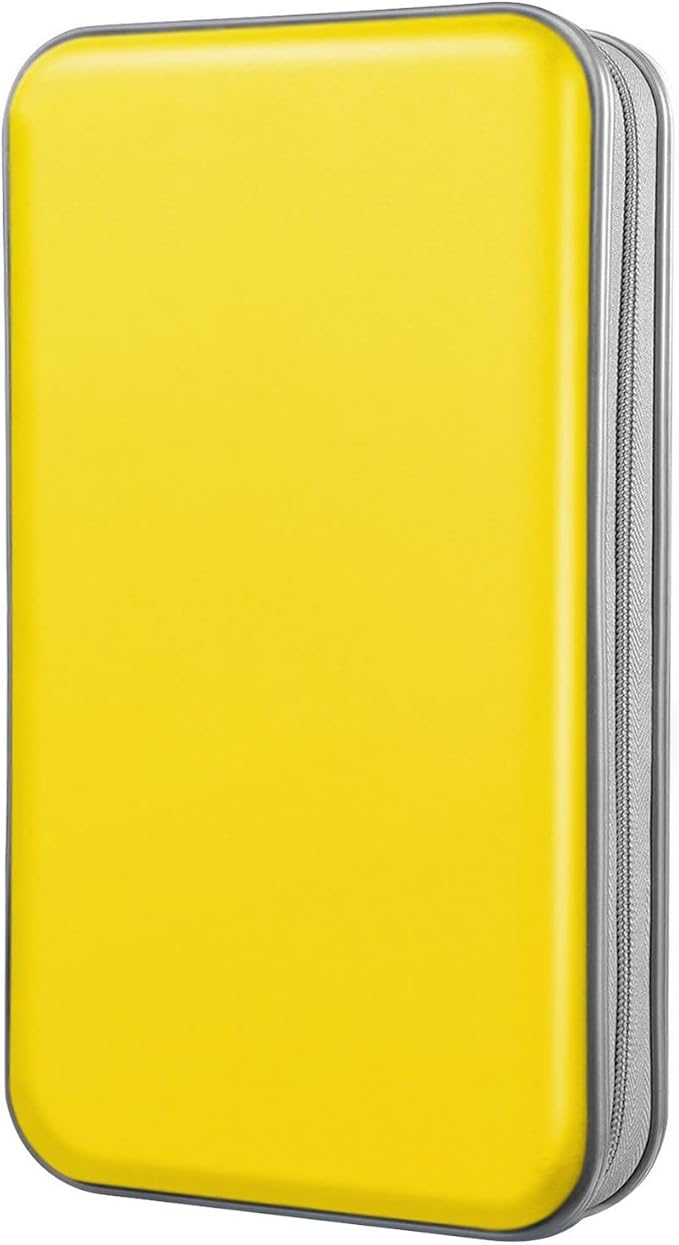 DVD Case, Bivisen CD Case Holder Wallet Binder 96 Capacity CD/DVD Cases Storage Holder Binder Organizer Wallet Book for Car Home Travel (Yellow)