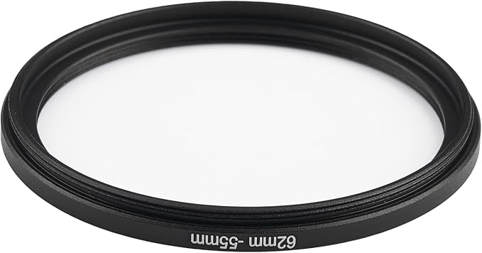62mm to 55mm Step Down Ring Filter Adapter Applicable to All Brands of UV ND CPL Filter (62mm-55mm)