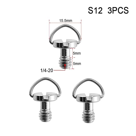 1/4 3/8 Camera Screw for Quick Release Plate 1/4 3/8 Inch D-Ring Screw Tripod Ballhead Mount Adapter Photography Accessories(S12 3PCS)