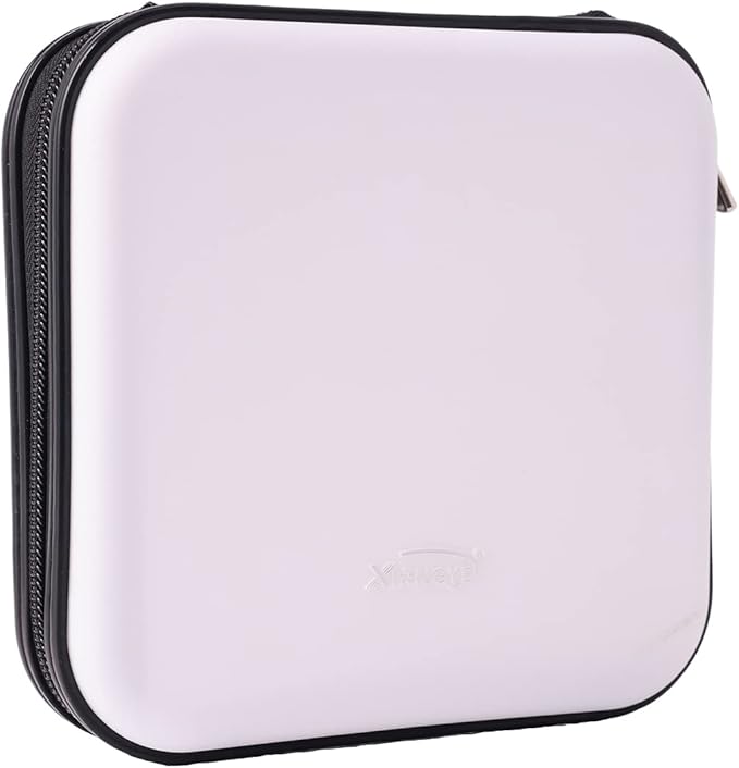CD DVD Wallet, 32 Capacity Heavy Duty, DVD CD Case Holder for Car,Portable DVD/VCD Storage Disk, Hard Shell Sturdy case, Car CD Disk Holder,Booklet, Blu-ray Wallet (32 Capacity,White)